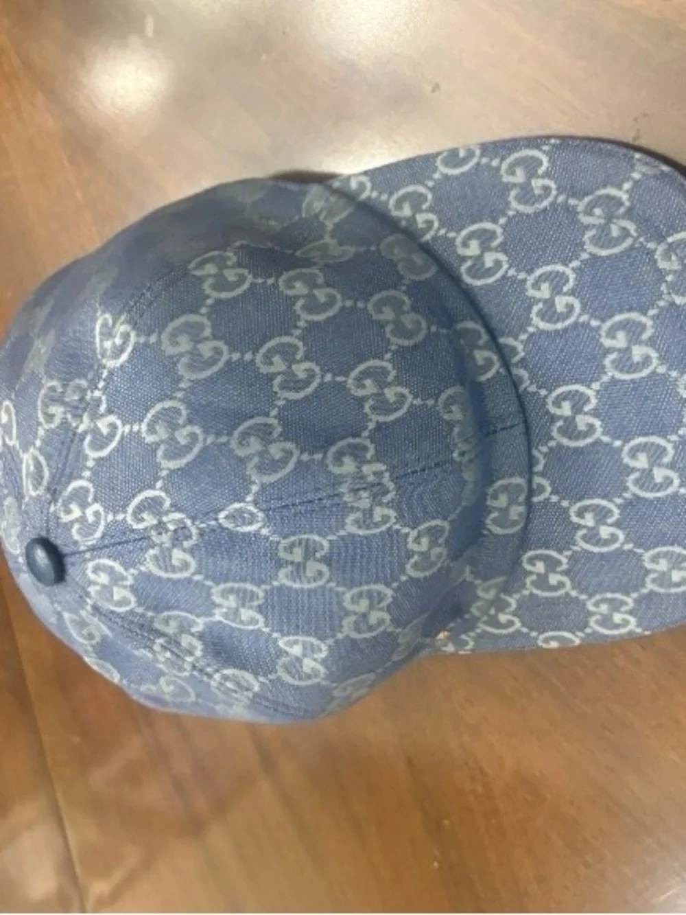 Gucci Light Blue GG Monogram Baseball Cap with Gold Accent unixex